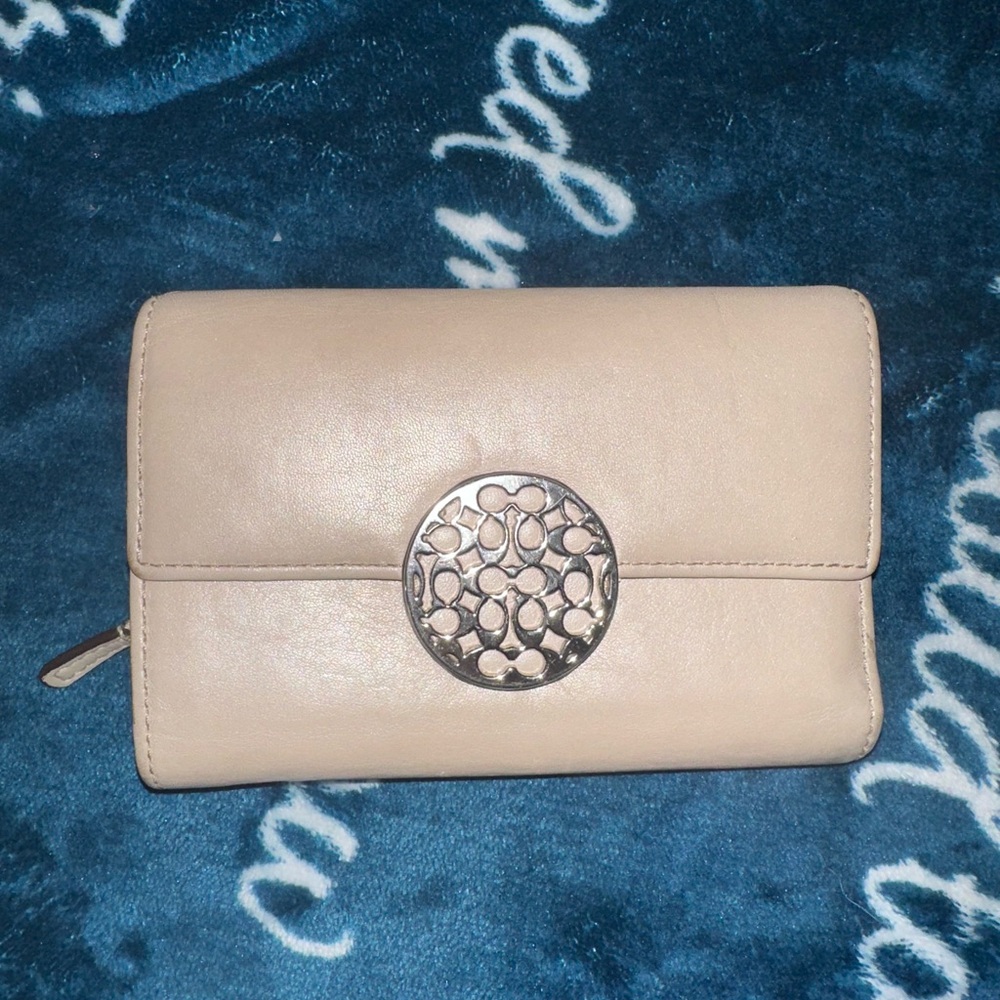 Coach Cream Wallet with Silver Accent